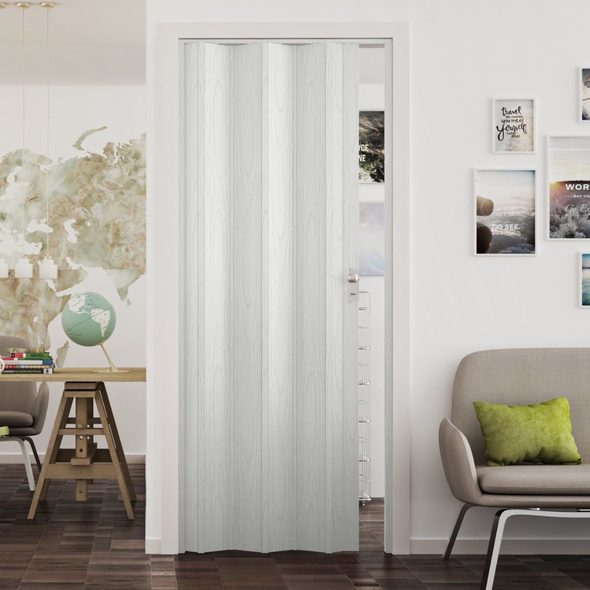 Fortesrl Luciana vouwdeur zonder glas in kleur wit essen BxH 88.5x214 cm