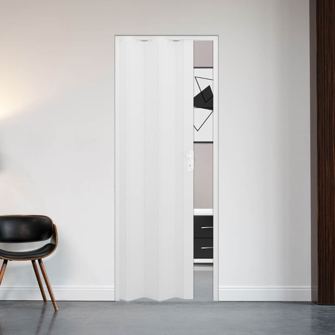 Fortesrl Maya vouwdeur wit zonder glas | Stijlvolle kunststof harmonicadeur voor binnen | Ruimtebesparende vouwdeur