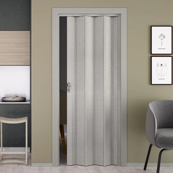 Fortesrl Luciana vouwdeur zonder glas in kleur textiel grijs met slot BxH 88.5x214 cm uitbreidbaar max. tot 120 cm